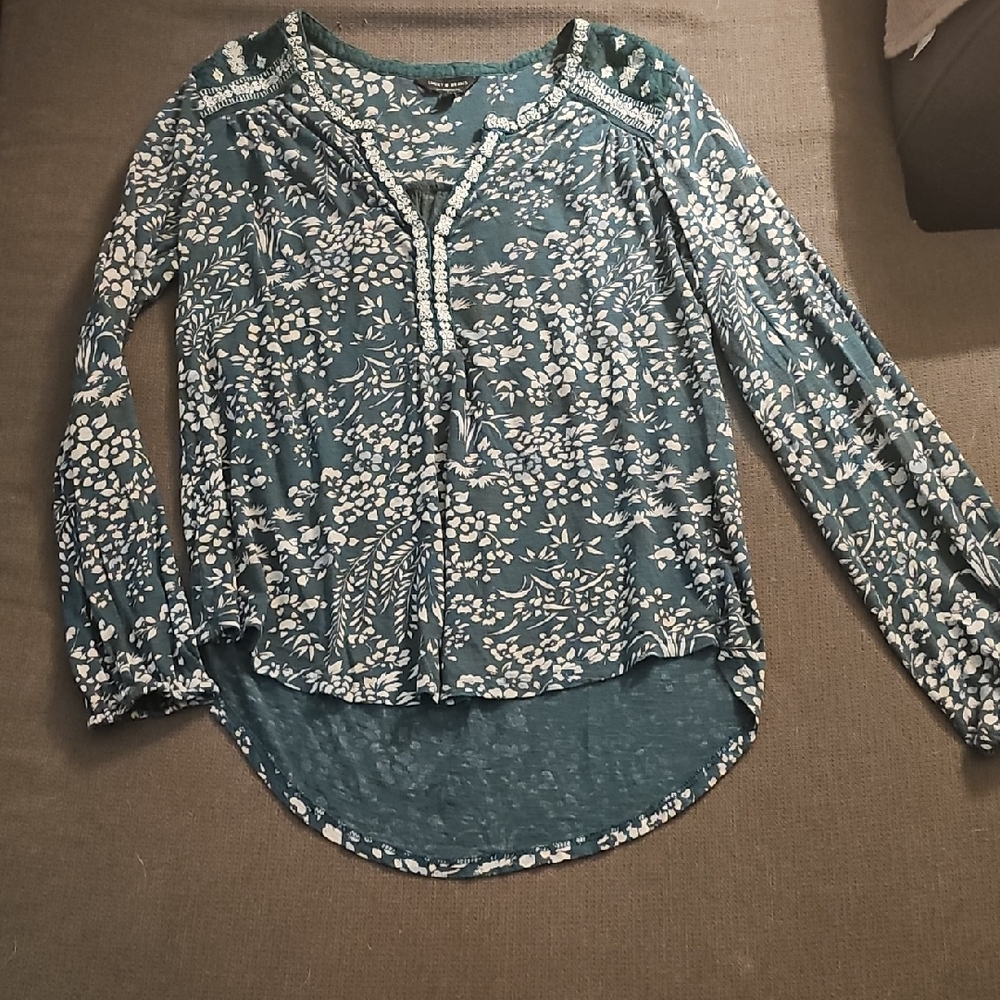 Lucky Brand Teal Floral Blouse